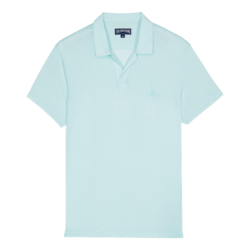 Men Tencel Polo Shirt Solid -...