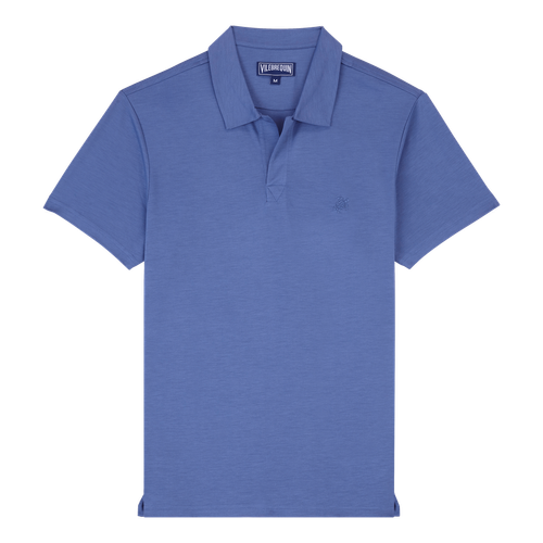 Men Tencel Polo Shirt Solid -...