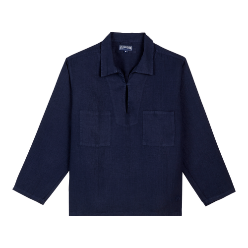 Men Linen Vareuse Solid -...