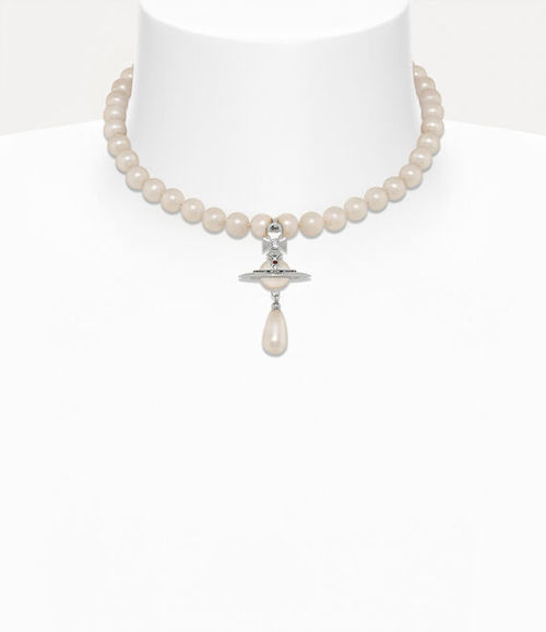 One row pearl drop choker