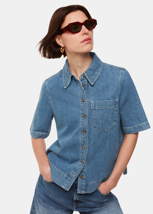 Whistles Women's Jade Short Sleeve Denim Shirt