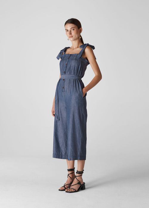 Whistles Women's Tie Chambray Jumpsuit