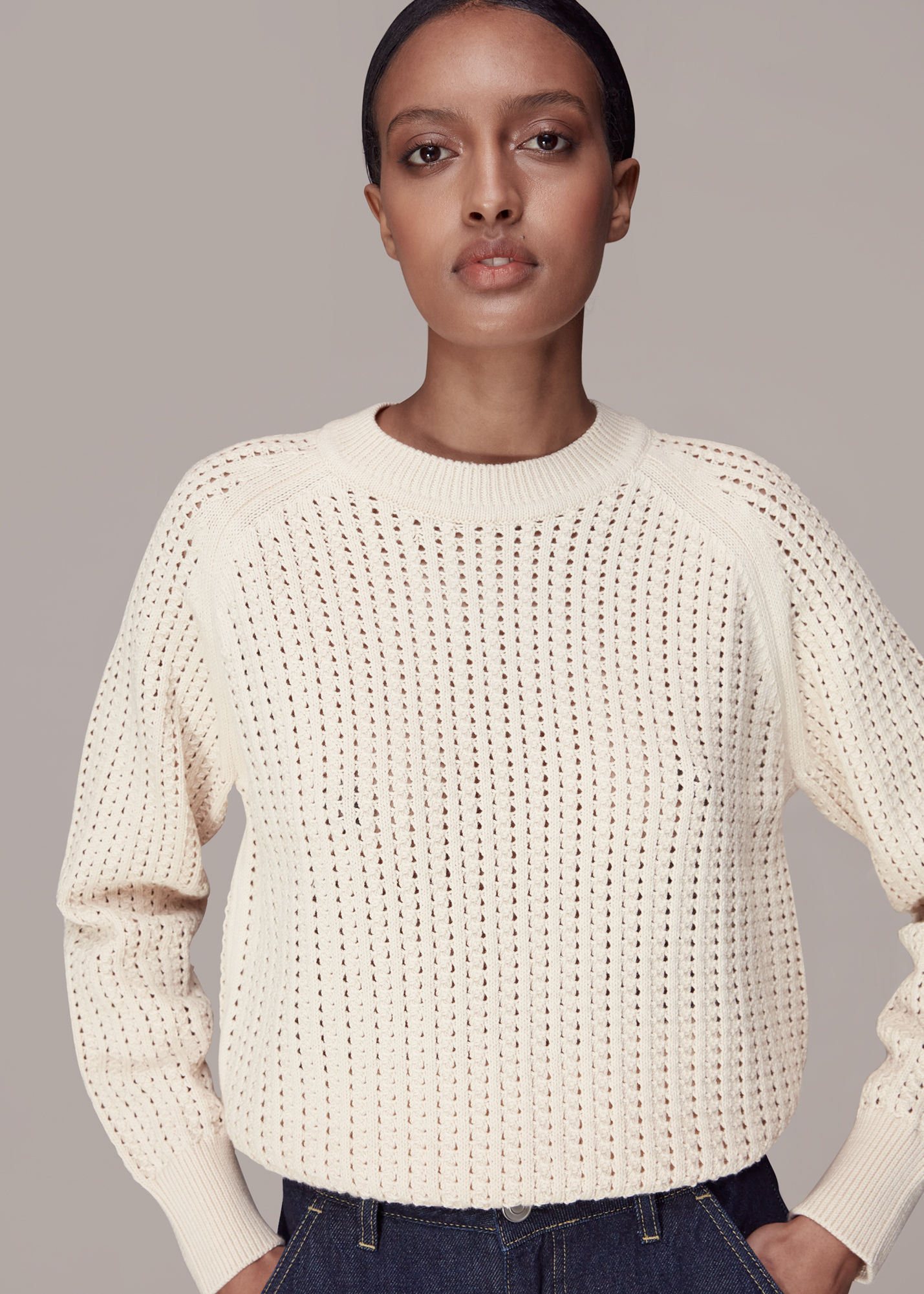 Women's pointelle store sweater