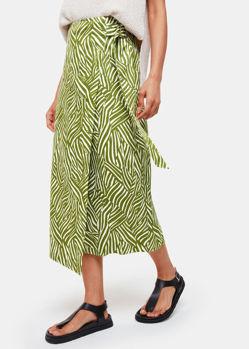 Whistles Women's Linear Leaf Wrap Midi Skirt