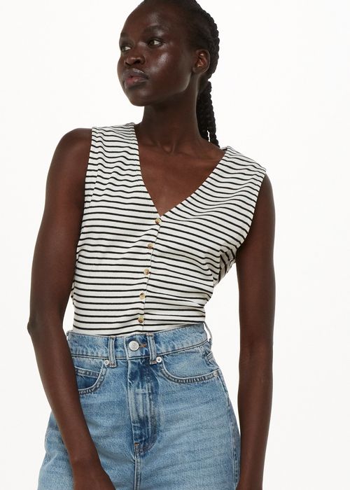 Whistles Button Up Stripe Rib Tank Whistles Button Up Stripe Rib Tank