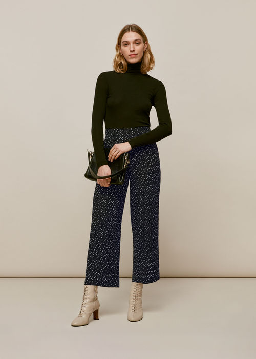 Black Wide Leg Crop Trouser, WHISTLES