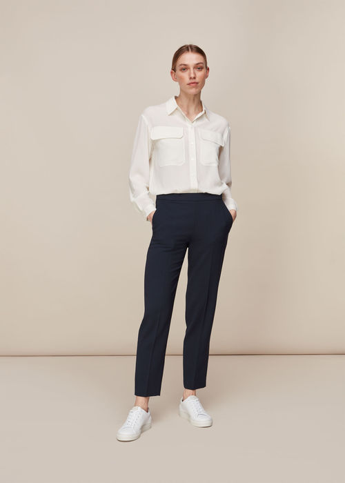 Black Flat Front Crop Trouser, WHISTLES