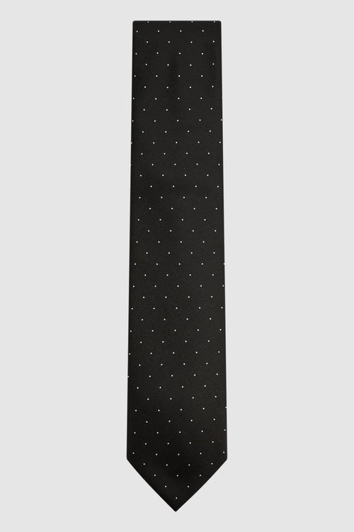 Liam Silk Tie - Black Polka...