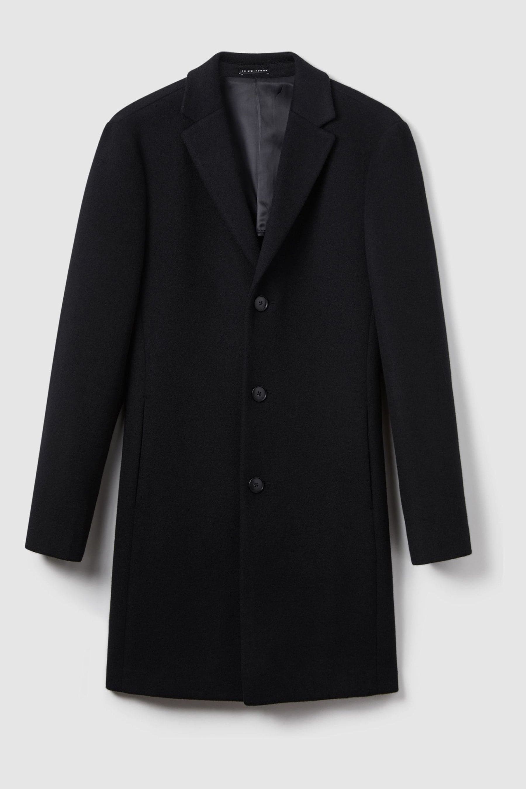 Reiss Francisco Wool Blend Double Breasted Overcoat in Blue