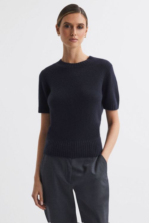 Hallie - Navy Cashmere Short...