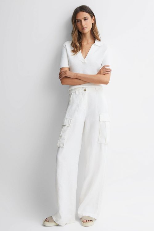 Robyn - White Linen Wide Leg...