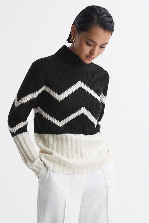 Riley - Ivory/Black Knitted...