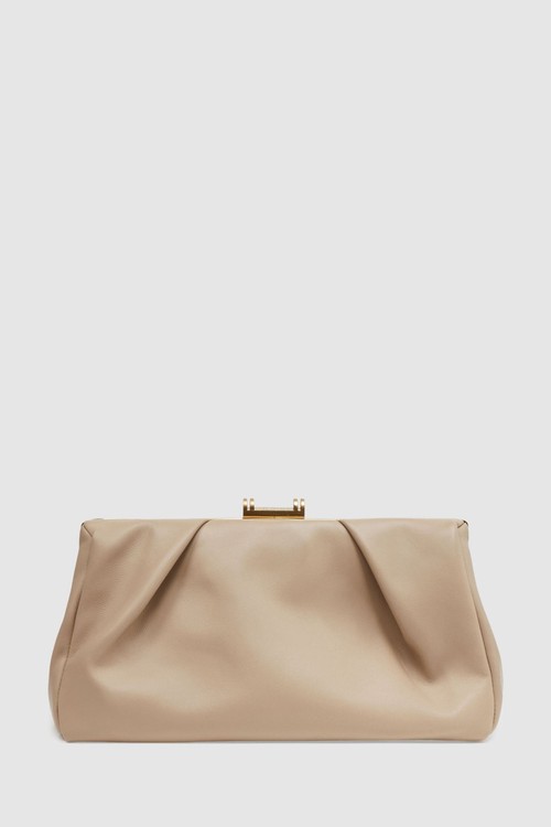 Madison Taupe Leather Clutch...