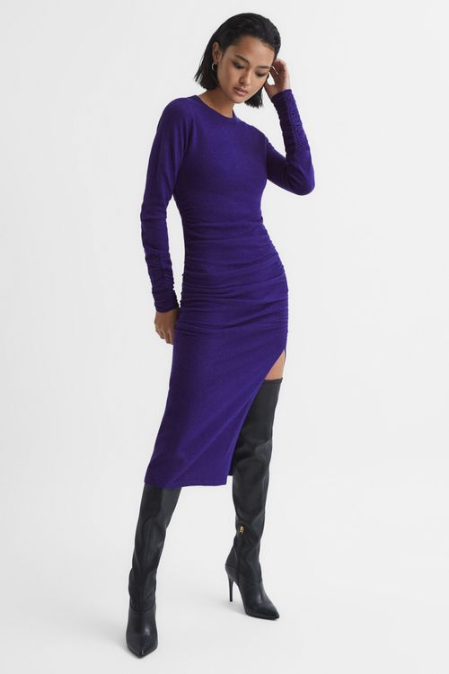 Charley - Purple Ruched Midi...