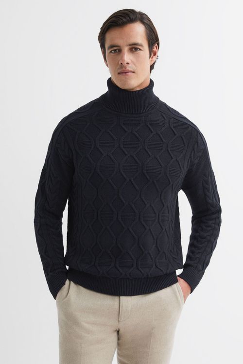 Alston - Navy Cable Knitted...