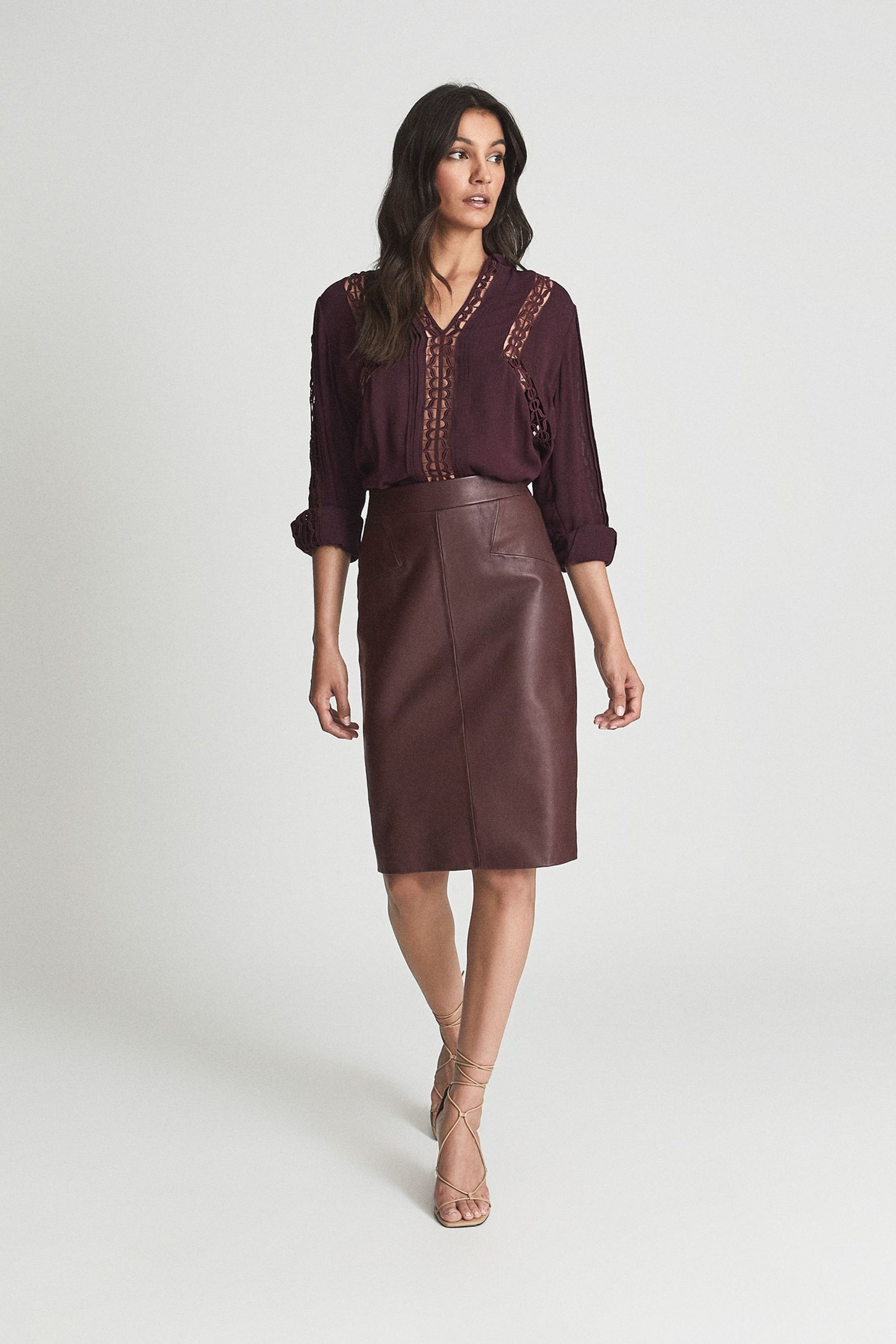 Kara leather pencil skirt green shop
