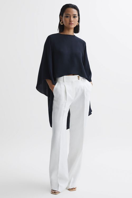 Liana - Navy Cape Crew Neck...