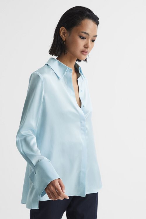 Hailey - Blue Silk Shirt