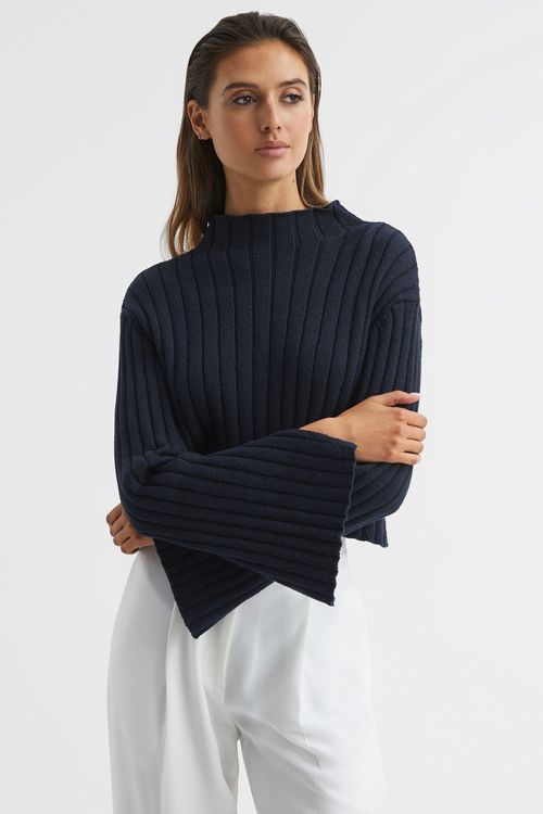 Gabriella - Navy Funnel Neck...