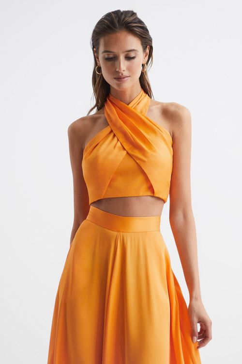 Ruby - Orange Cropped Halter...