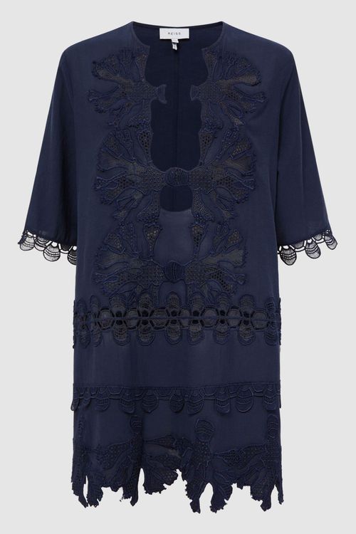 Etta - Navy Embroidered Kaftan