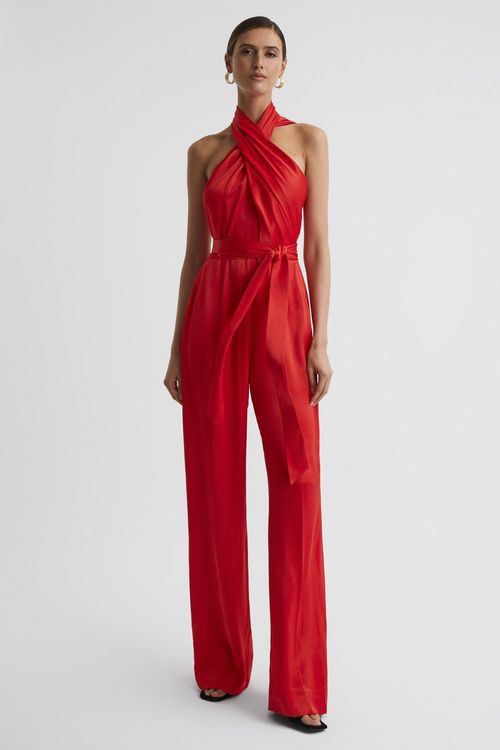 Jules - Red Satin Halter Neck...