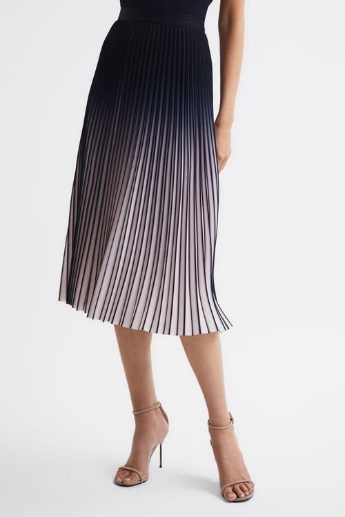 Mira Ombre Pleated Midi Skirt...