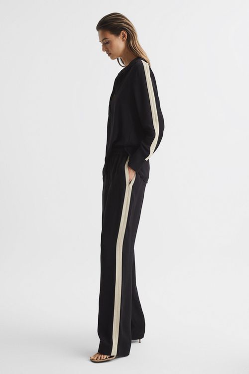 Aria - Black Wide Leg Stripe...