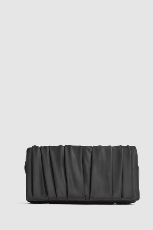 Reiss Ellena - Raffia Pouch Clutch Bag in Black