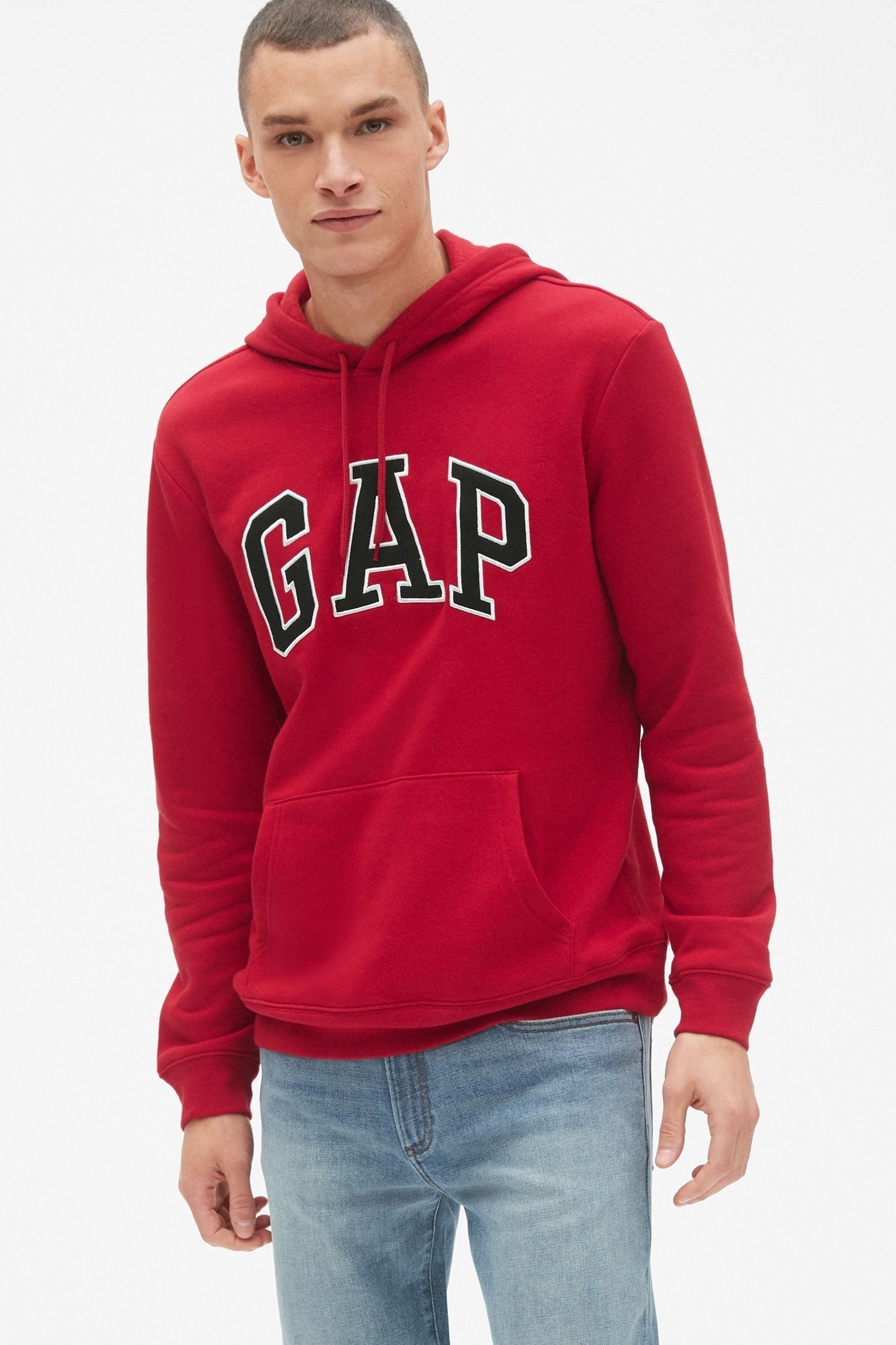 Gap mens fleece arch logo pullover hoodie on sale