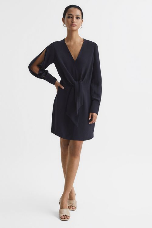 Diana - Navy Tie-Front Dress