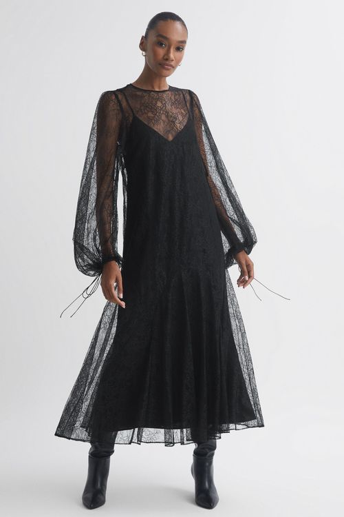 Florere - Lace Midi Dress,...