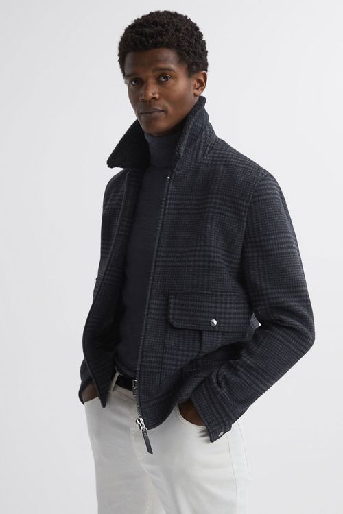 Robyn - Navy Wool Blend Check...