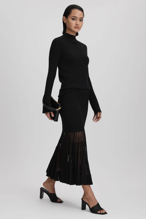 Tilly - Black Knitted Sheer...