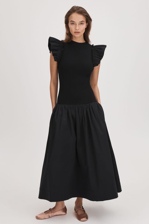 Florere Ruffle Sleeve Midi...