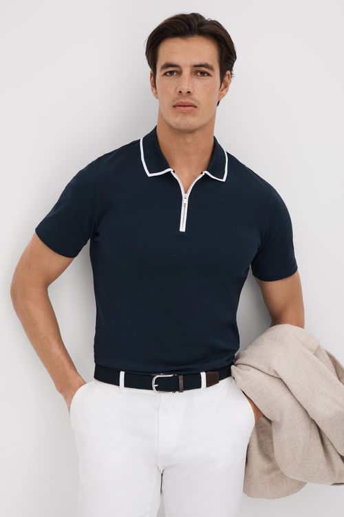 Cannes - Navy Slim Fit Cotton...