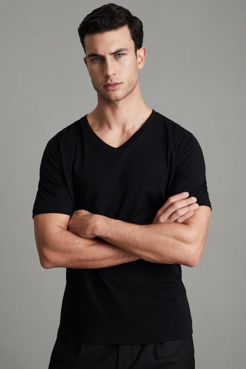 Dayton - Black Cotton V-Neck...