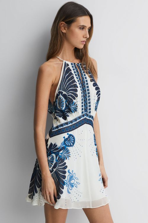 Brianna - Blue Printed Halter...