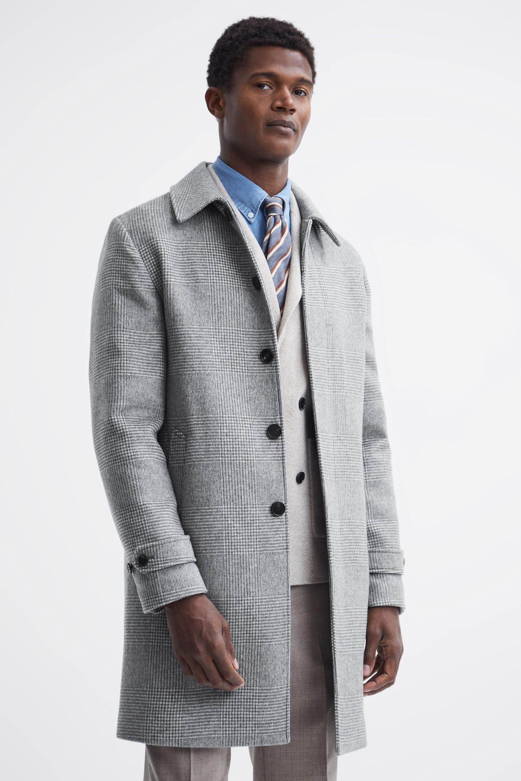 Reiss Vincent Wool Belted Overcoat in Tobacco Mens Size L