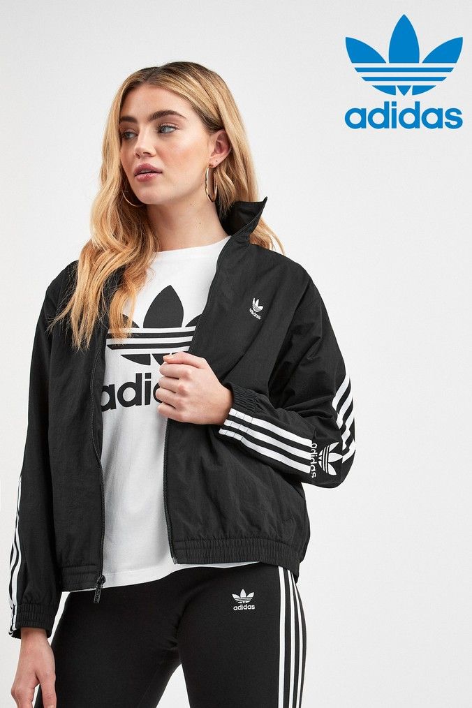 adidas originals locked up logo track jacket in black