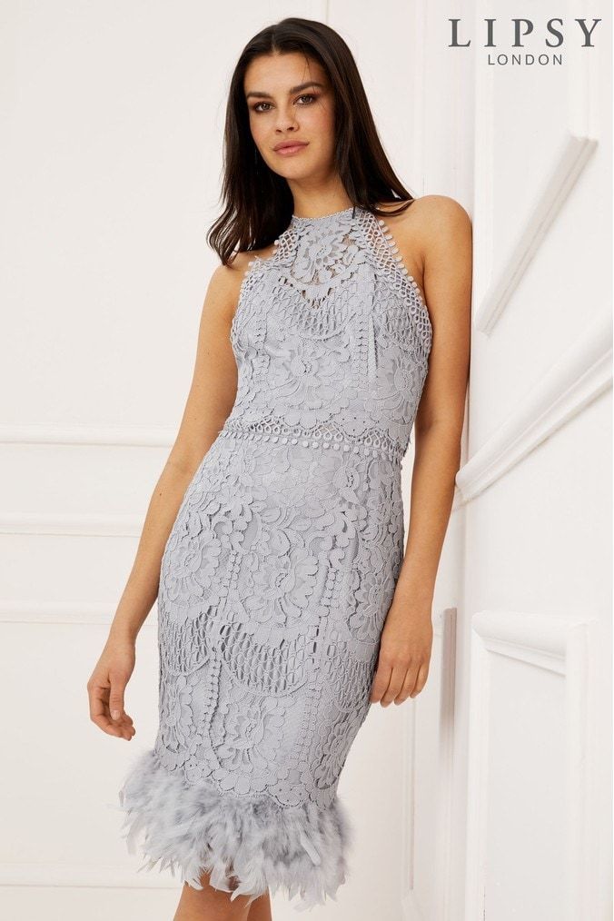 Lipsy vip lace feather hem dress discount