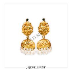 Laxmi Devi Studs With Handmade Nakashi Jhumka With Rice Pearls