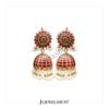 Lotus Flower Kundan Studs With Kundan Jhumka With Rice Pearls