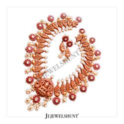 Laxmi Devi Pendant With Nakashi Peacock With Kundan Gold Plated Necklace