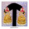 Lotus Kundan Studs With Nakashi Jhumkas With Hanging Gold Balls and Pearls