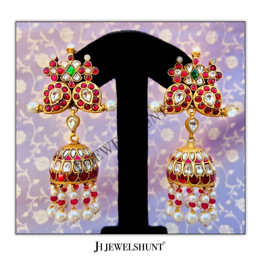 Mango Studs With Kundan Jhumkas