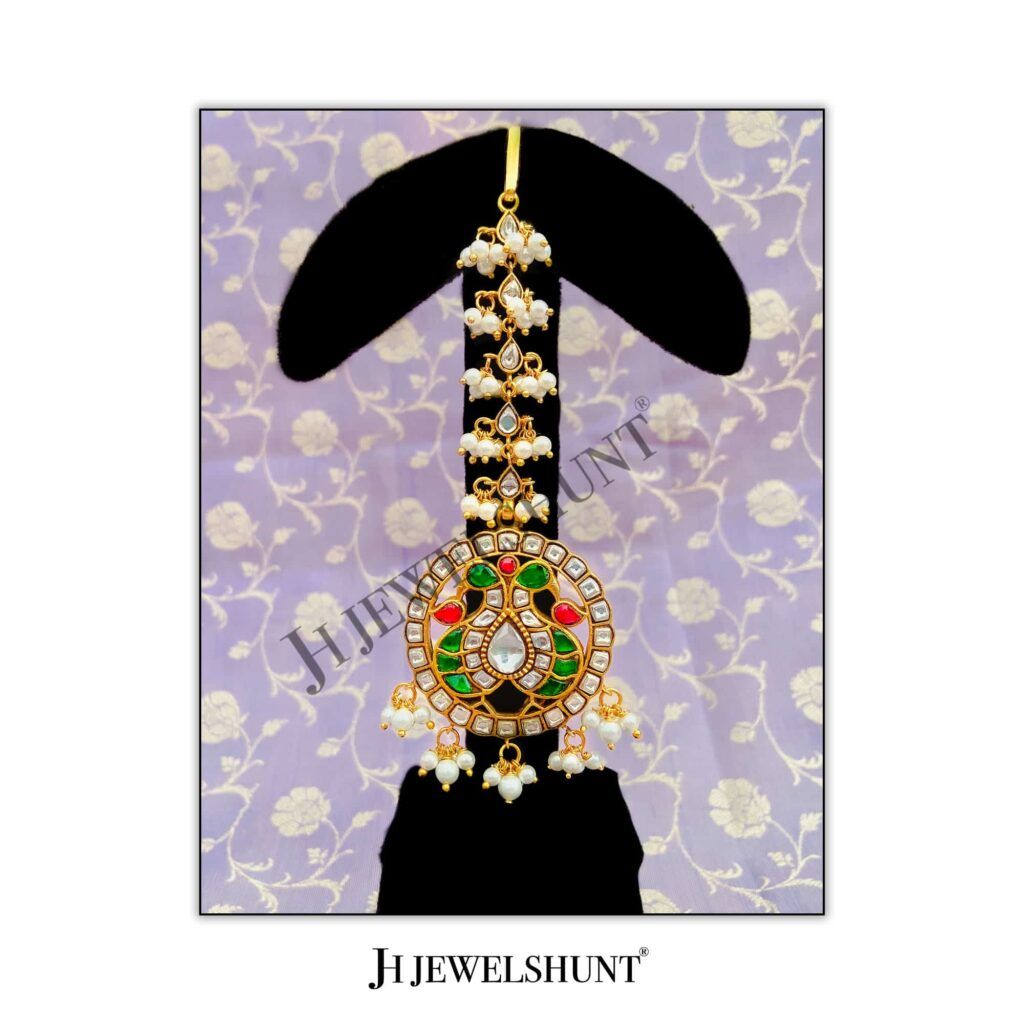 Kundan Eagle Maang Tikaa With Freshwater Pearls