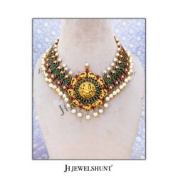 Nakashi Ganesha Pendant With Kundan Peacock With Freshwater Pearls