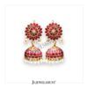 Lotus Flower Kundan Studs With Kundan Jhumka With Rice Pearls
