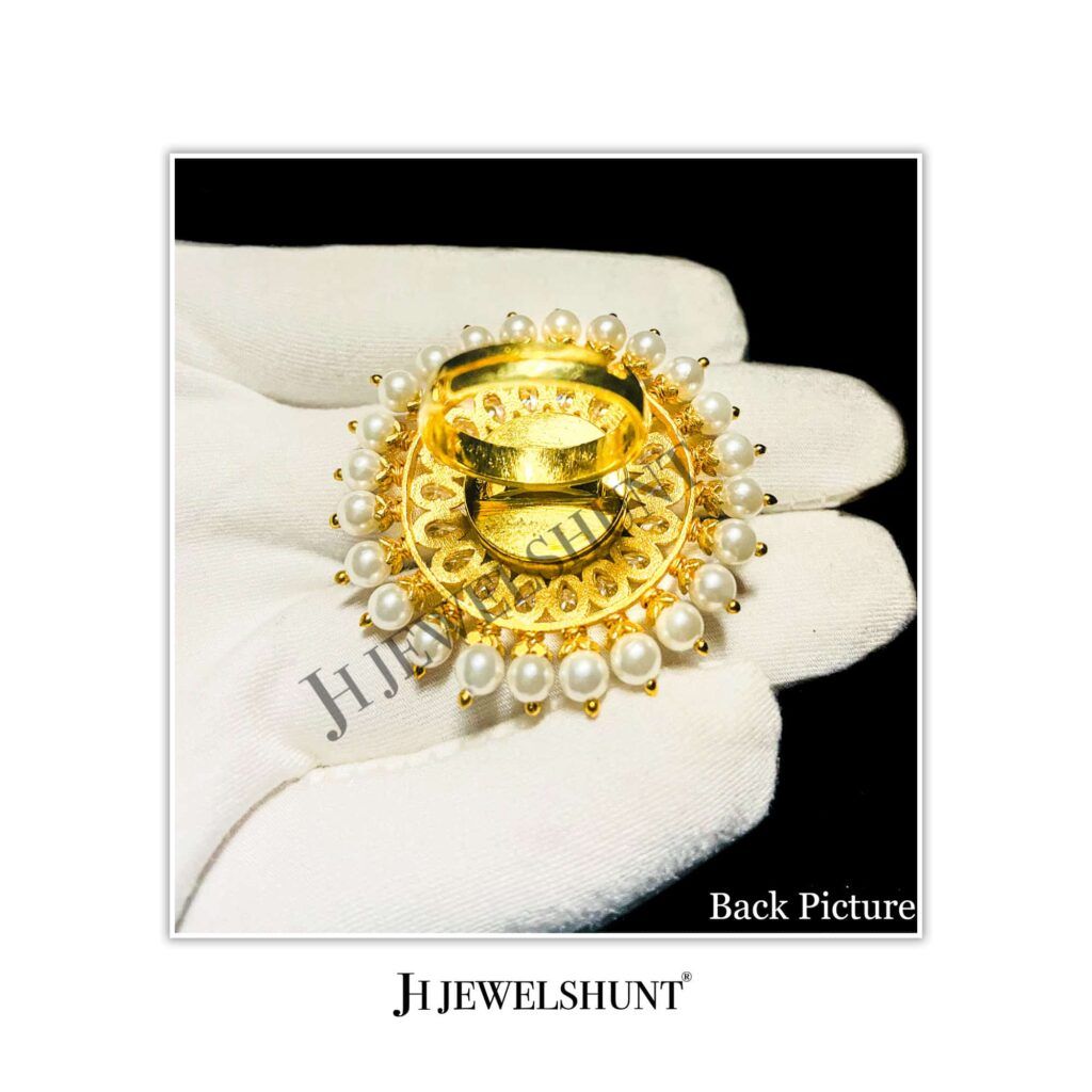 Theva AD Ring With Freshwater Pearls - Image 3